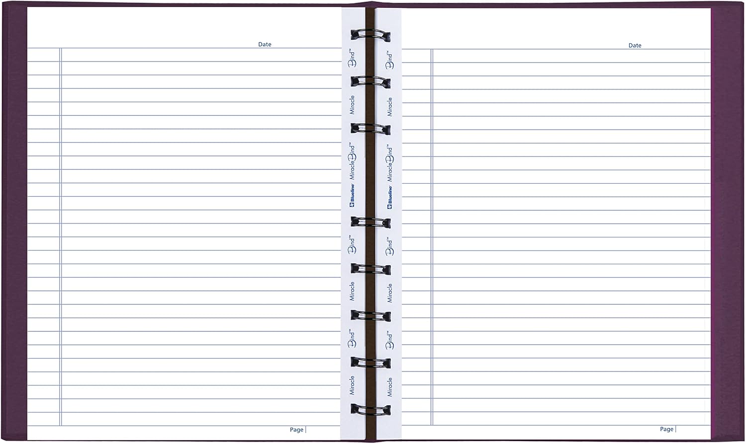 Blueline MiracleBind™ Notebook, Refillable, Lizard-Like Hard Cover, 9.25" x 7.25", 150 Ruled Pages, Grape (AF9150.95)