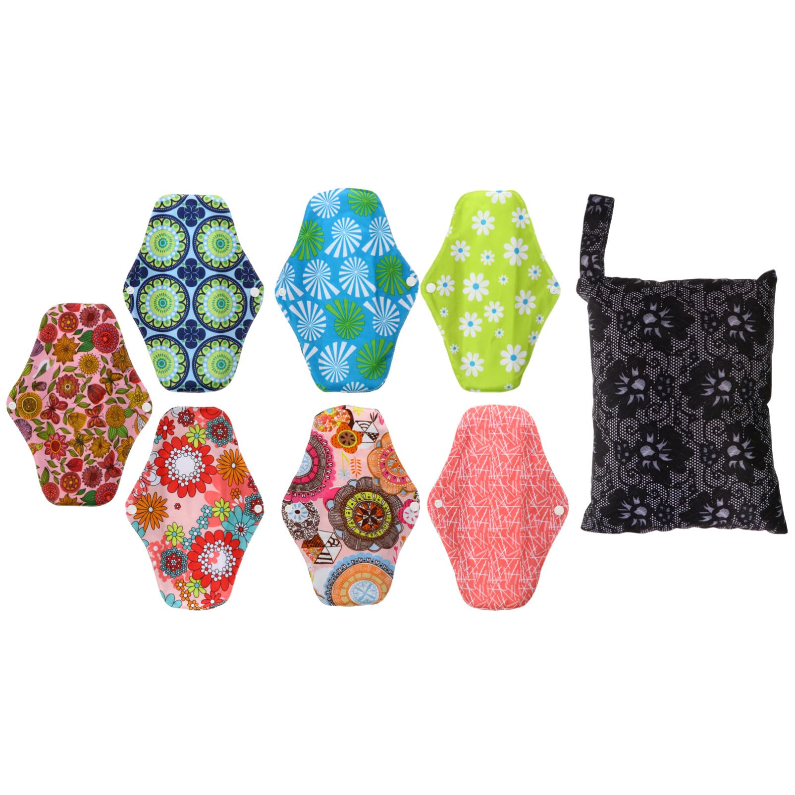 8 Pezzi Assorbente in Carbone Di Bambù Assorbenti Riutilizzabili Assorbente Lavabile Assorbente Pesante Assorbente Mestruale in Cotone Tovagliolo Donna Flusso