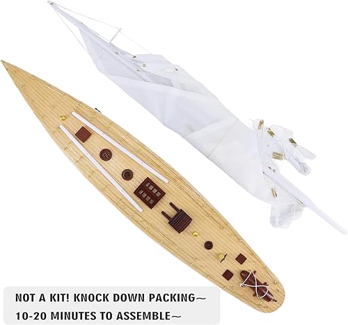 Miniatura 10 de NAUTIMALL Velero de madera, modelo de yate de 19 pulgadas, réplica de escala empresarial Endeavour Decoración náutica, regalo personalizado