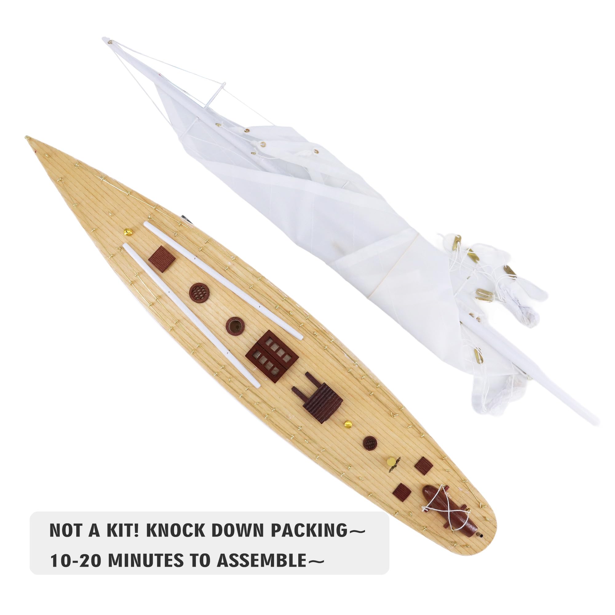 Drewniana żaglówka żaglówka jacht model 71 cm Endeavour Enterprise Scale Replika żeglarska dekoracja firmowy spersonalizowany prezent (Enterprise 71 cm)