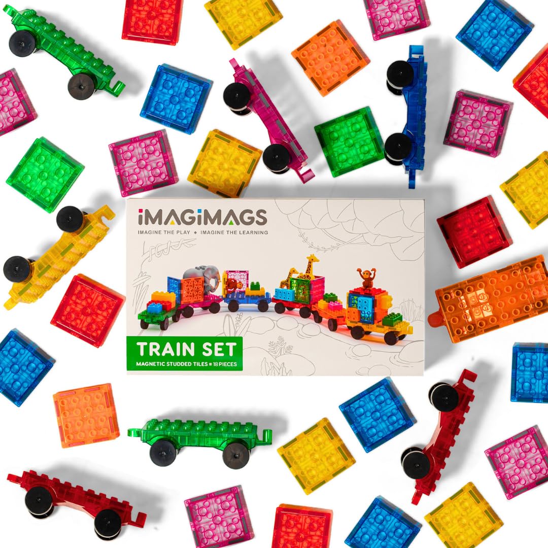 Mattoncini Magnetici per Costruzioni, Set di 18 Pezzi Trenino per Bambini e Bambine, Costruzioni per Attività Educative e Creative, Giocattoli per Bambini, STEM, Bambini dai 3 Anni in Su