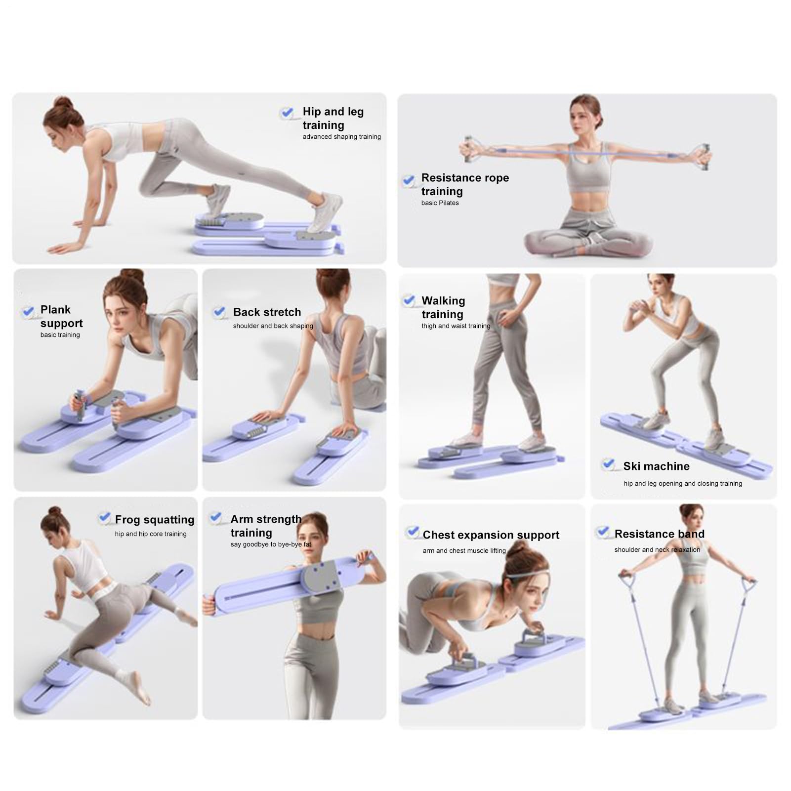Pilates Reformer, set di riformatori per pilates da 75 cm, in polipropilene, con funzione divisa, per allenamento a casa, per gambe, braccia, allenamento di forza, sport, viaggi, palestra, yoga