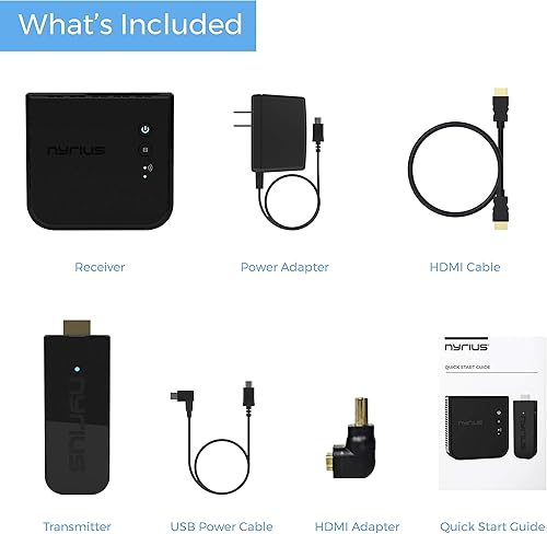 Miniatura 7 de Nyrius Aries Pro+ - Transmisor y receptor de video HDMI inalámbrico para transmitir video de 1080p hasta 165 pies desde la laptop, PC, caja de