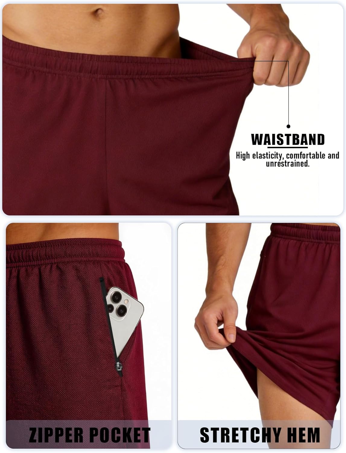 Men's 5 Pack Athletic Shorts Quick Dry Activewear with Pockets Elastic Waistband for Workout Running Gym