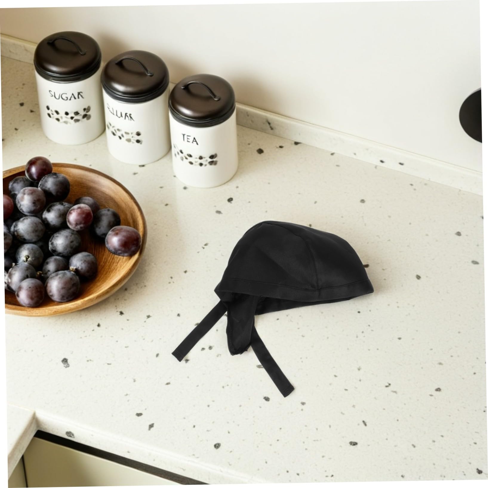 BESPORTBLE Gorros de Chef Negros de Tela Cómodos 3 Ajustables para Cocina y Trabajo Diario para Hombres y Chefs