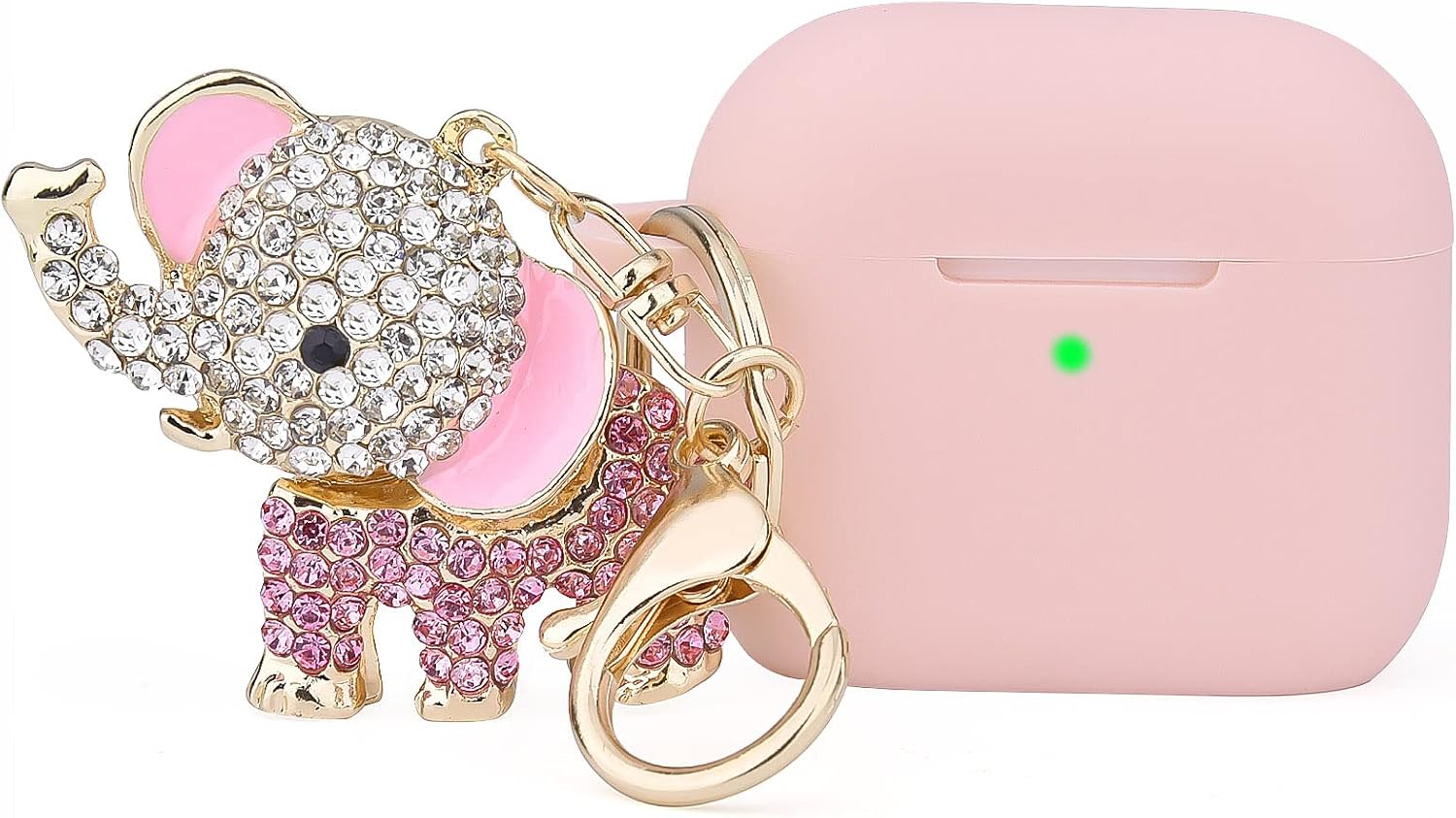 Airpods 3 Case Cute Set,MOFREE Silicone Airpods 3rd Generation Protective Case Cover with Bling Elephant Keychain Compatible for Apple Airpods 3rd Generation 2021((Pink)
