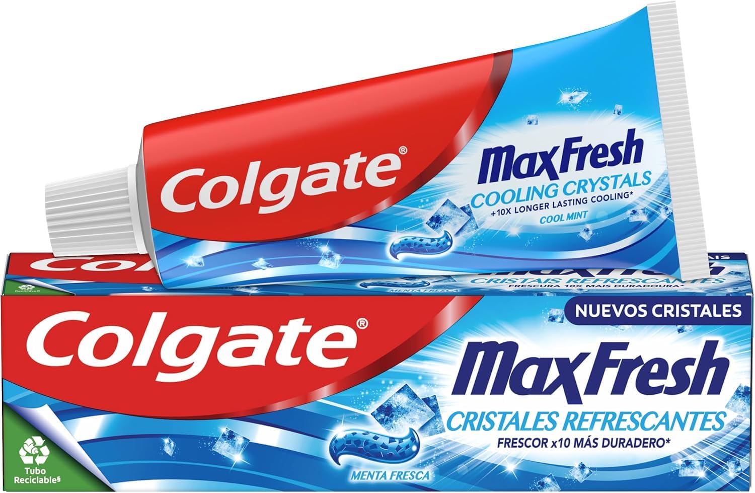 Colgate Max Fresh dentifricio con cristalli rinfrescanti 12 x 75 ml | dentifricio fresco durevole | sapore di menta fresca | protezione contro la carie