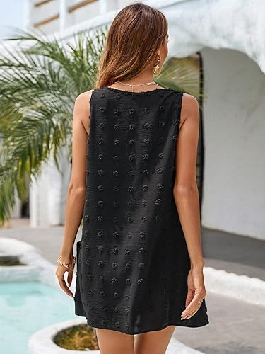 Miniatura 2 de Blooming Jelly Vestidos casuales de verano para mujer con lunares suizos, cubrebañador de playa sin mangas con cuello en V y bolsillos