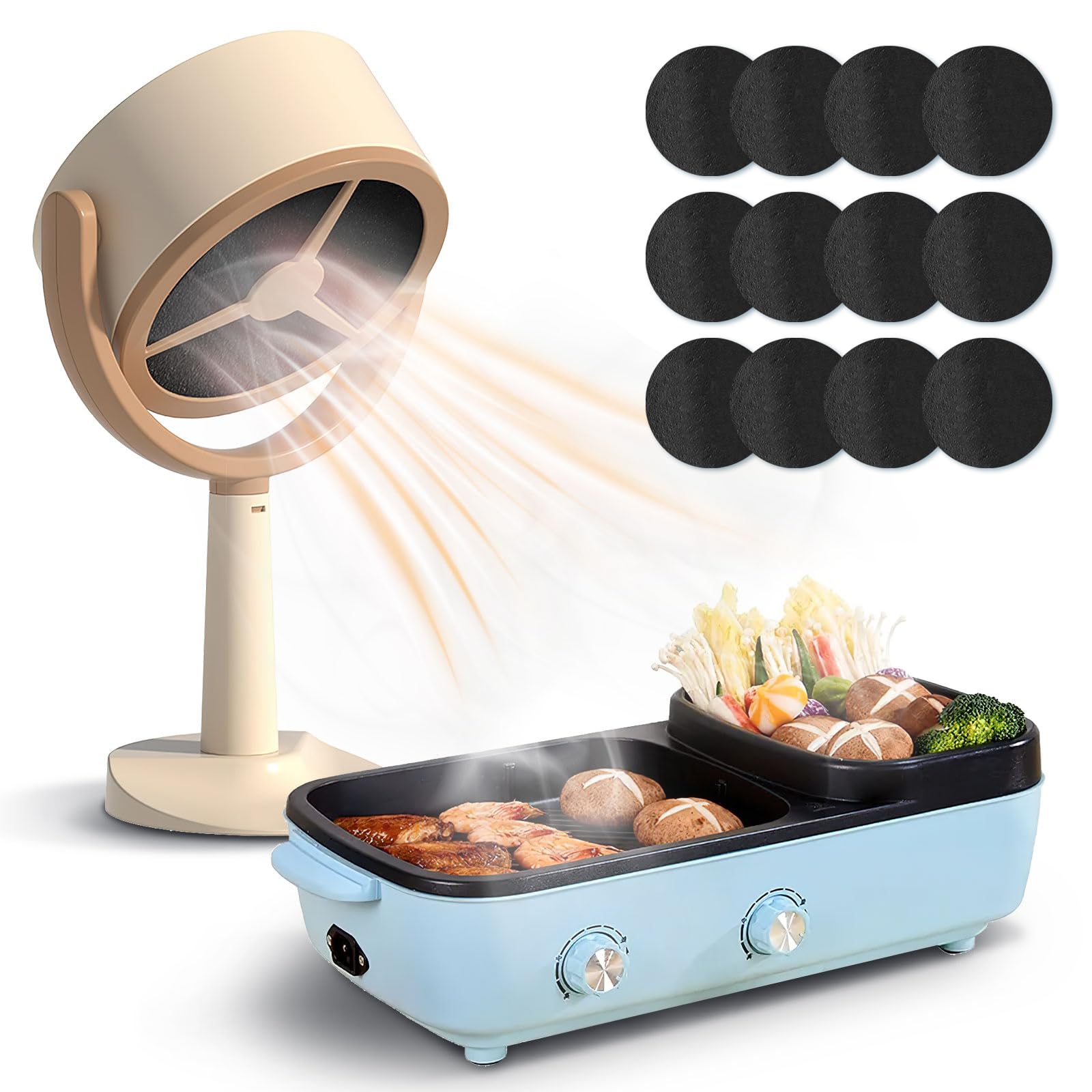 Tragbare Dunstabzugshaube Mit 3 Geschwindigkeiten - Desktop Küchenabluftventilator Mit Ölauffangbecher