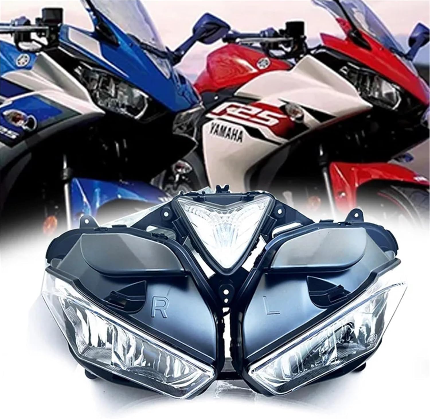 R25 R3 Motorcycle Head Light Lamp Assembly Not Bulb Head Light Compatible with Yamaha YZF YZF-R3 YZF-R25 2013-2017(Led Headlight)