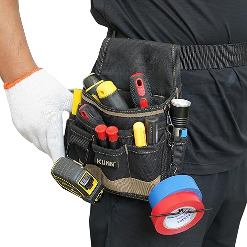 Miniatura 7 de KUNN Bolsa de herramientas para electricista - Cinturón de herramientas de mantenimiento básico pequeño y duradero con clip para cinturón