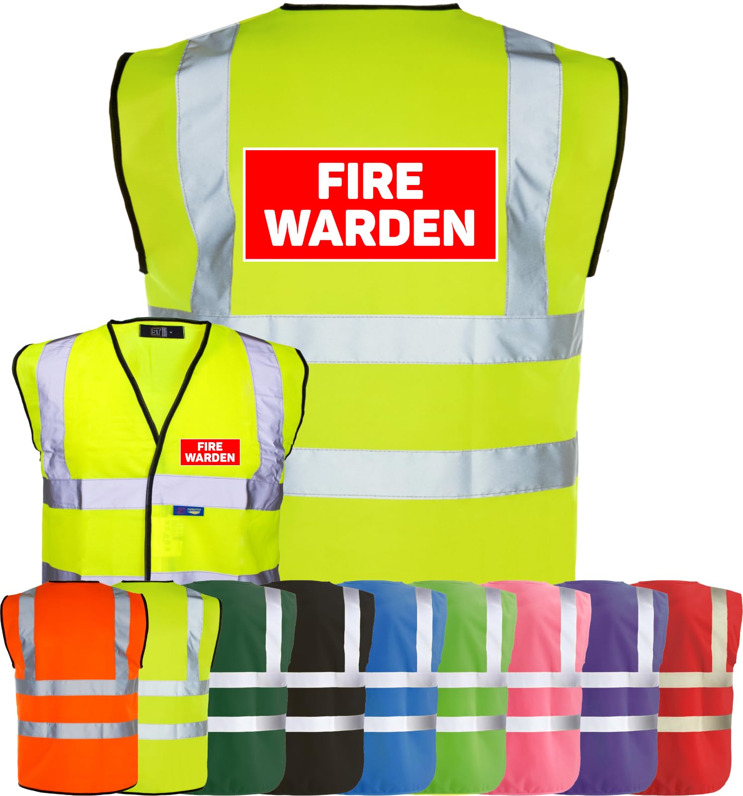 Corporate Togs FIRE WARDEN Printed Vest - High Visibility, Safety Waistcoat Tabard, British Standard CE Marked, Fastening Vest | Protective Safety Wear