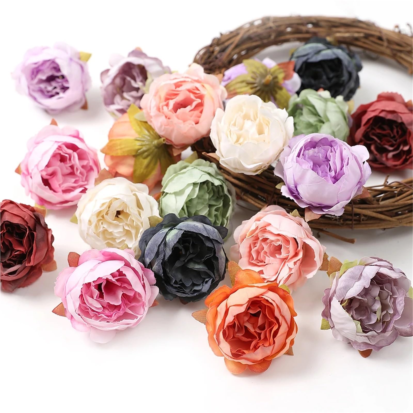 20 stücke Seide Pfingstrose Künstliche Blumen Gefälschte Blume for Home Zimmer Dekor Hochzeit Dekoration Schlafzimmer DIY Braut Kranz Zubehör Für DIY(Red)