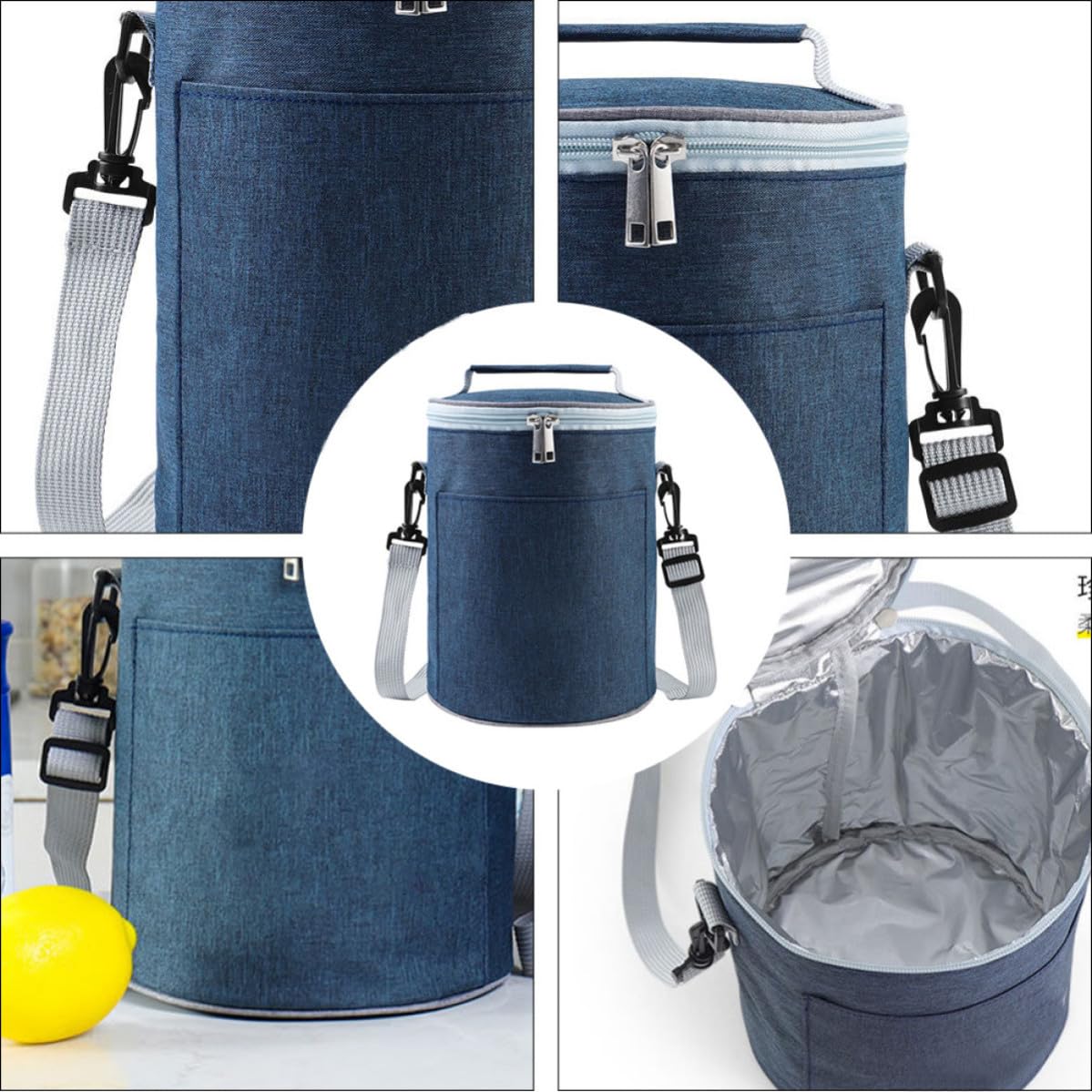 jojofuny 1pieza Bolsa Térmica para Almuerzo Mediana de Aluminio Portátil con Aislamiento de Oxford Bolsa Isotérmica para Comida de Camping y Trabajo Contenedor de Almacenamiento Resistente