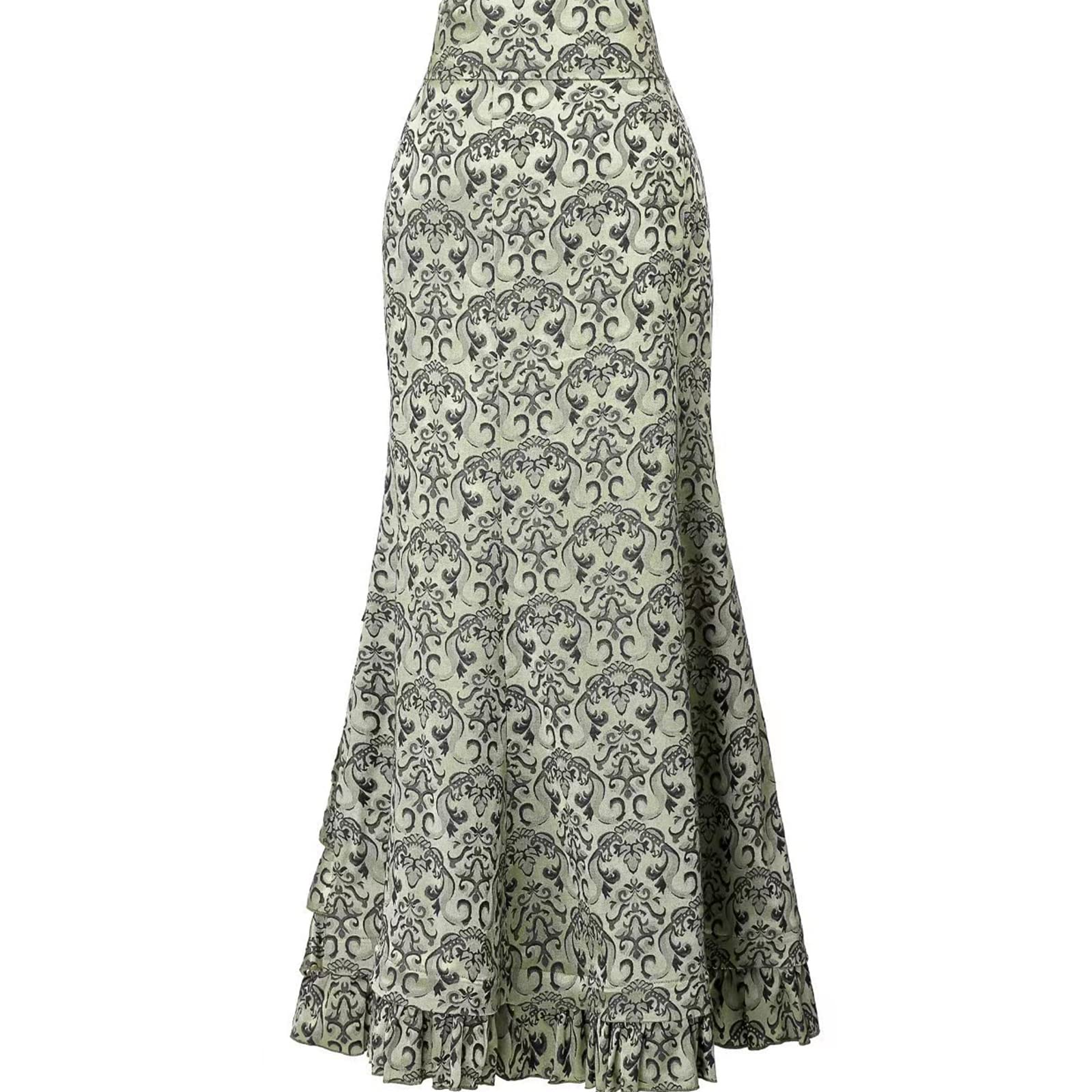 Falda larga para mujer, con estampado floral, falda de cosplay, vestido largo vintage, disfraces elegantes de playa, cintura alta, medias faldas de fiesta, morado claro, 36