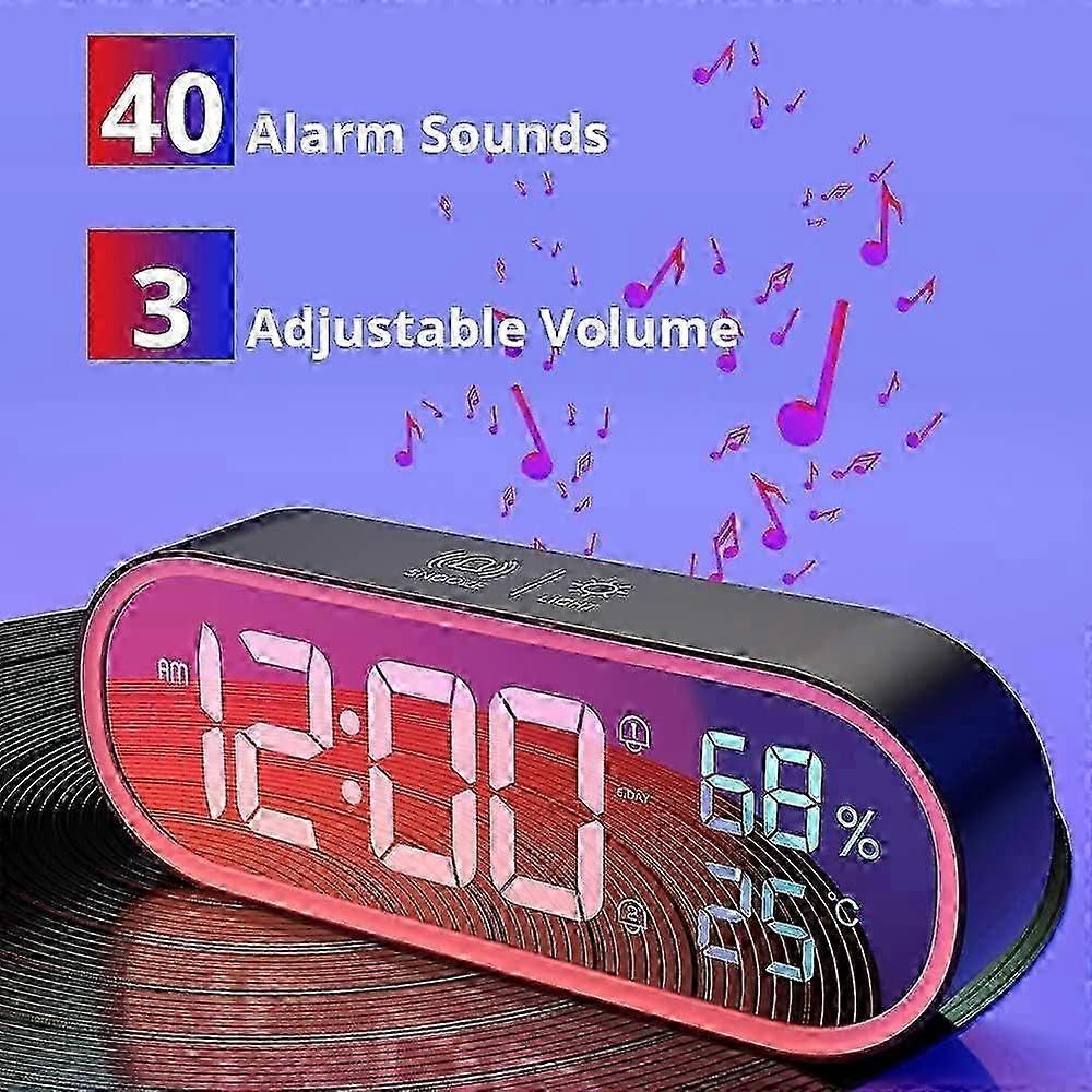Smart Modern Design Schreibtischuhr, Mehrere Klingeltöne Einstellbar Großes Display Digitaluhr, Tragbarer Wecker mit Schlummerfunktion für Schlafzimmer, 2025