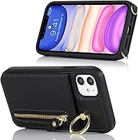 Vista 6 de Funda para iPhone 11 con tarjetero para mujer, iPhone 11 con correa y ranuras para tarjetas de crédito, bandolera con cremallera y función atril, a