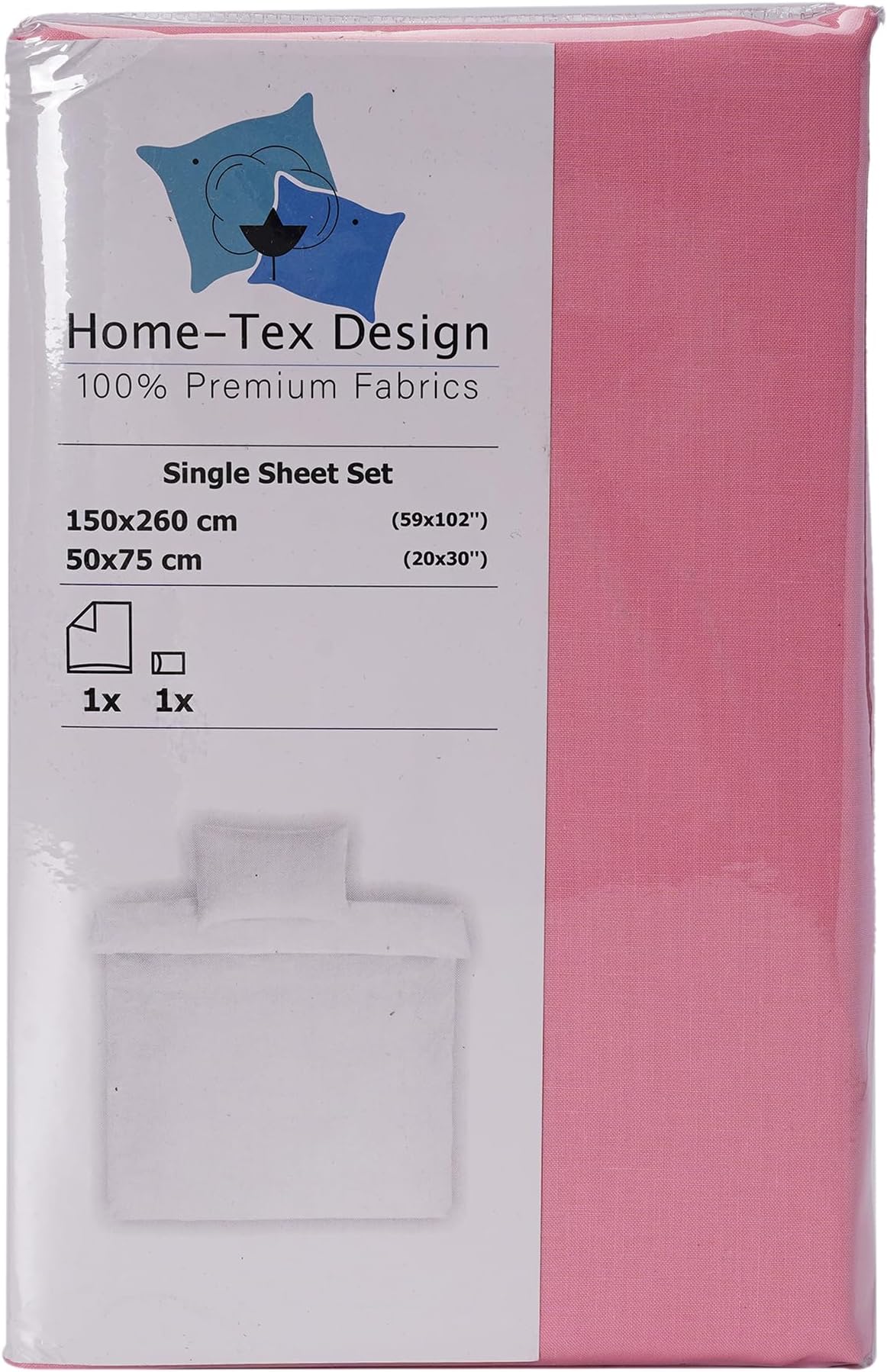 Single Bed Sheet Set With 150x260 cm Flat Sheet & 50x75 cm Pillow Case Perfect For Home (Pink)
