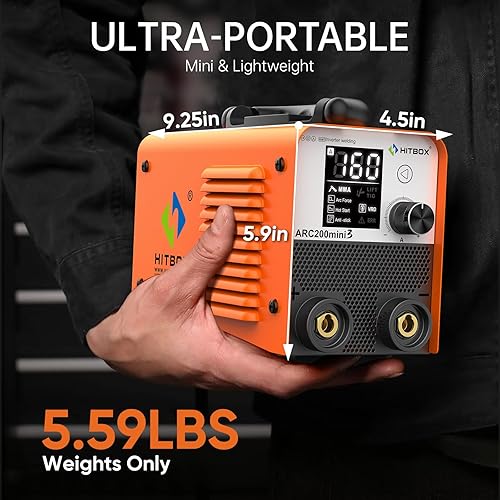 Vista 4 de HITBOX Soldador de palo Pantalla digital de 110 V, ciclo de trabajo de 200 A, 60% de elevación de ARC, máquina de soldadura TIG, pantalla LCD