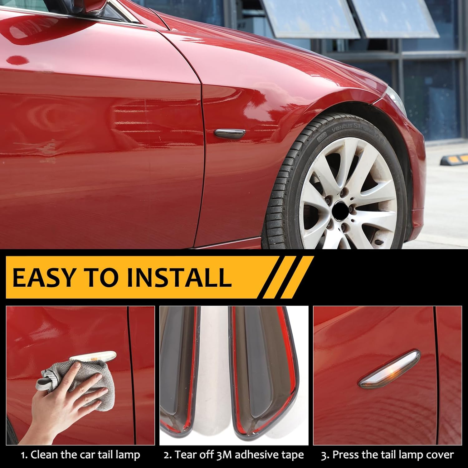 Smoked Black Side Marker Light Turn Signal Lamp Cover Compatible with BMW 3 Series 2005-2012 E90 E91 E92 E93 325i 320i 318i Side Fender Signal Marker Light Shell Trim Cover Accessories 2PCS