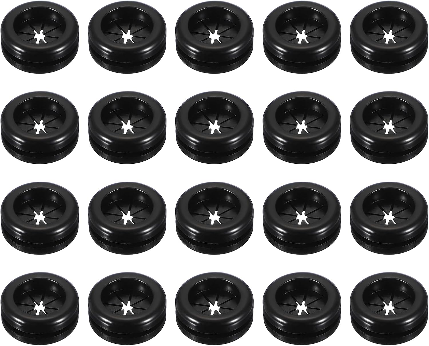 PATIKIL 20Pcs Rubber Plug Hole Grommet Kit, 0.6" Firewall Closed Hole Plug Fire Grommet for Wire Electrical Appliance Plumbing Wiring Automotive Home Improvement, Black