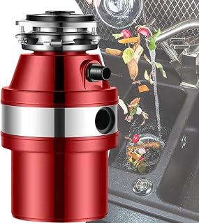 Household Kitchen Food Waste Waste Disposal 2800 Rpm Stainless Steel Food Waste Grinding System Suitable for Grinding Various Household Kitchen Waste(Red)