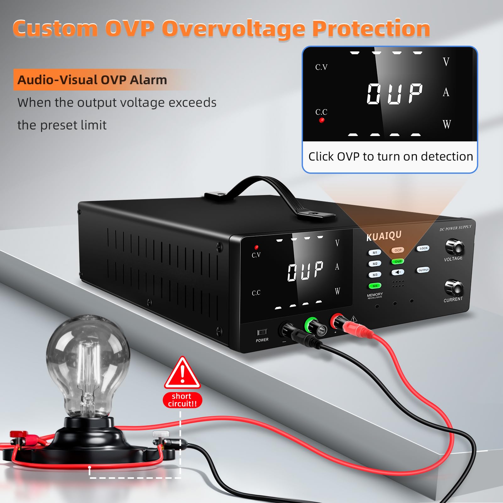 Alimentatore da Laboratorio 30V 60A 1800W Alta Potenza Alimentatore da Banco con Memoria/OCP/OVP/OUTPUT/Encoder/LOCK, Alimentatore Regolabile per Laboratorio, Automazione e Alimentazione di LED