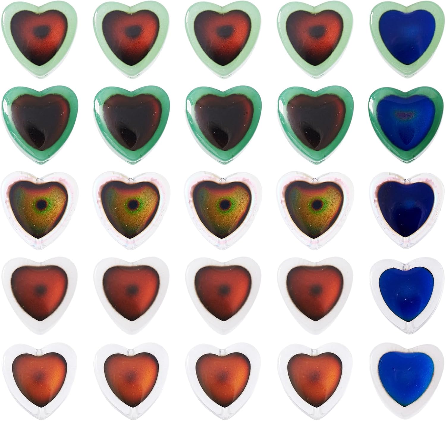 50 Pcs Heart Glass Beads Two Tone Temperature Sensing Color Changing Beads 12 mm Sweetheart Crystal Beads for Jewelry Bracelet Women DIY Earring Necklace Craft Accessory - Image 8