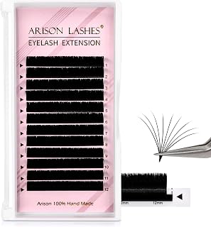 Arison Lashes Easy Lashes 0.10C Curl 12mm Eyelash Extension Accessories Volume Eyelash Extensions Automatic Blooming Eyelashes Self Tapping Russian Eyelashes
