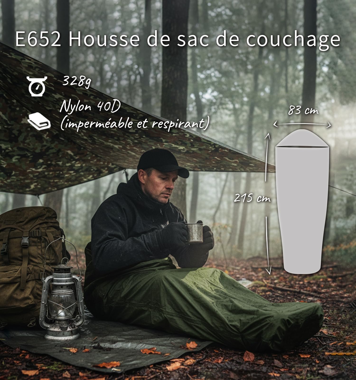 Litume Bivy Sack Housse de Sac de Couchage imperméable Style Momie Abri Compact et léger pour Camping furtif