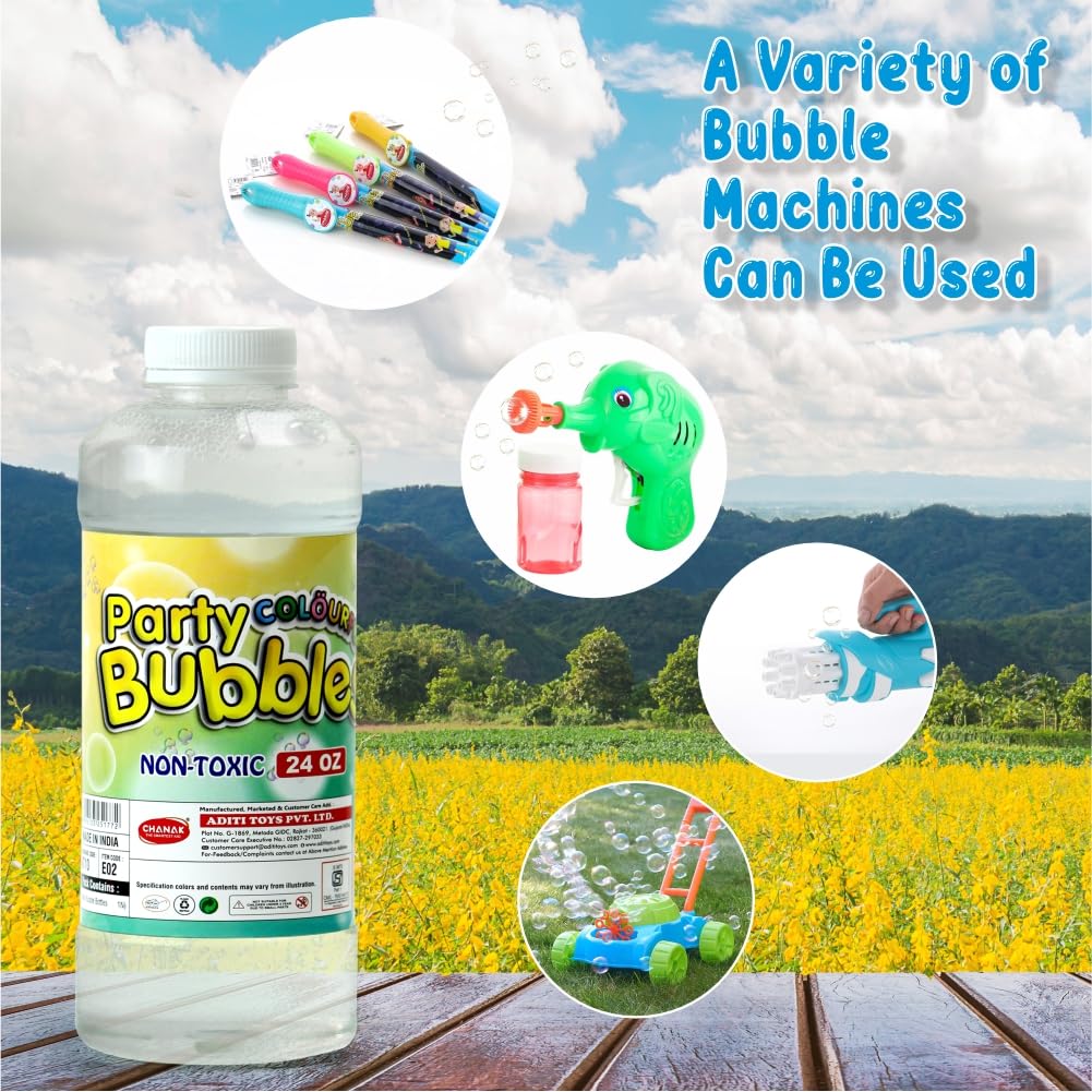 Aditi Toys Bubble Liquid Solution Bottle, 750ml of Colorful Bubbles Solution, Bubble Refill Bottle, Bubble Maker Liquid for Guns & Camera for Kids Above 3 Years, BIS Approved (Pack of1) 2