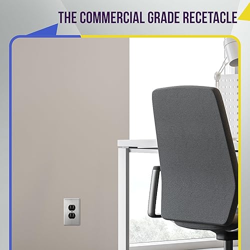 Miniatura 25 de ENERLITES Elite Series Duplex Receptacle with Screwless Wall Plate, Residential Grade Duplex Outlet, Tamper-Resistant, Grounding, 15A 125V, UL Silver