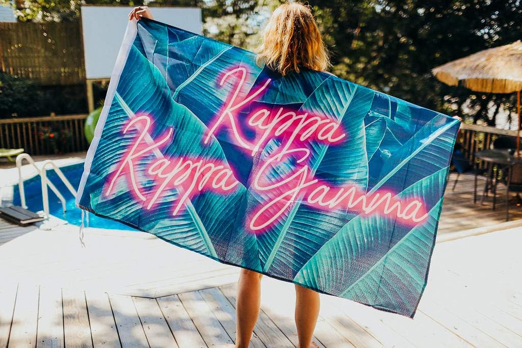 Kappa Kappa Gamma - Sorority Letter Flag (Neon Design)