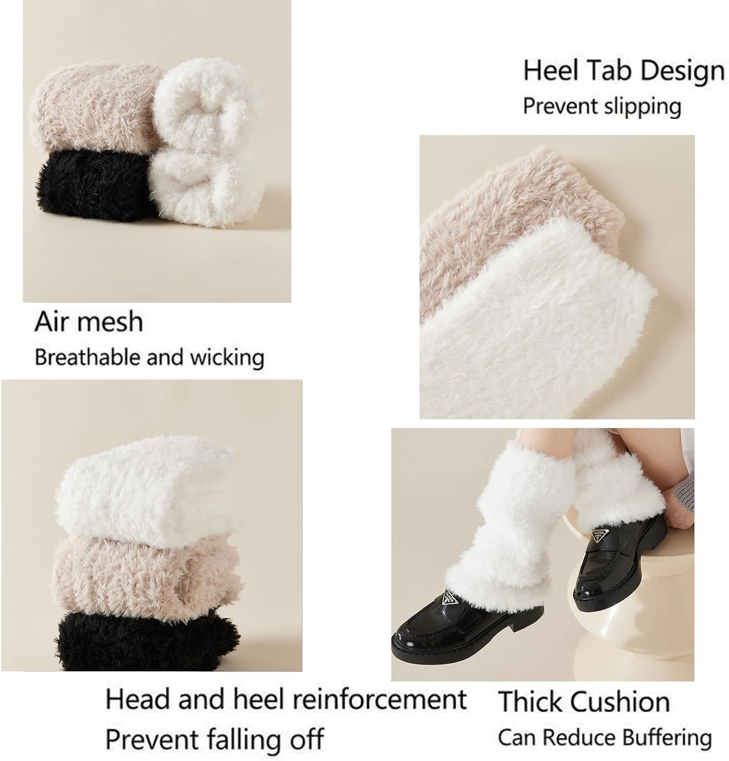 REPALY Women Plush Leg Warmer, Thickened Boot Toppers, Hipster Warm Sock Partywear(White,50 Pairs)