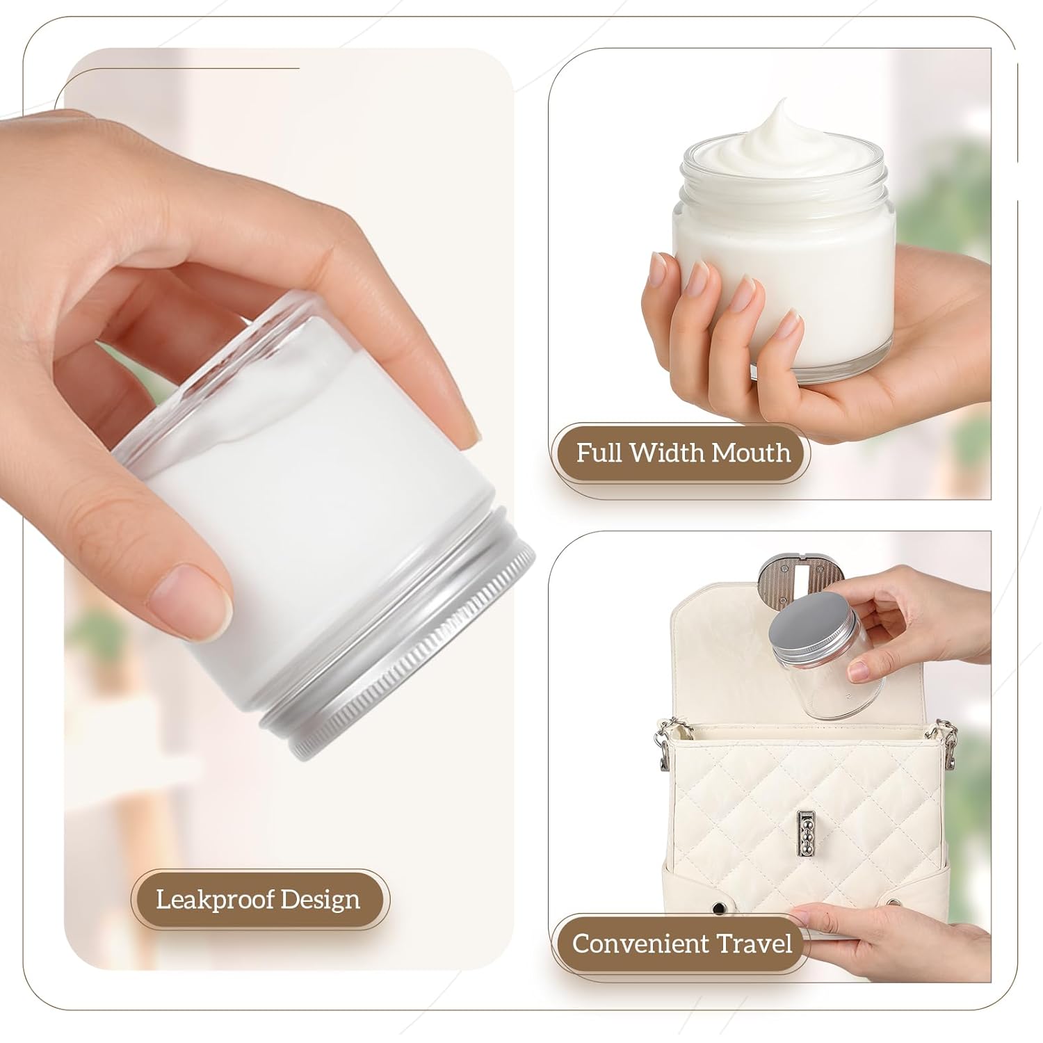 Nuogo 12 Sets 4 oz Glass Jars with Applicators for Deodorant Cream Small Glass Containers with Lids and Inner Liners for Facial Mud Makeup Cosmetic Salve Lip Balm Cream Lotion