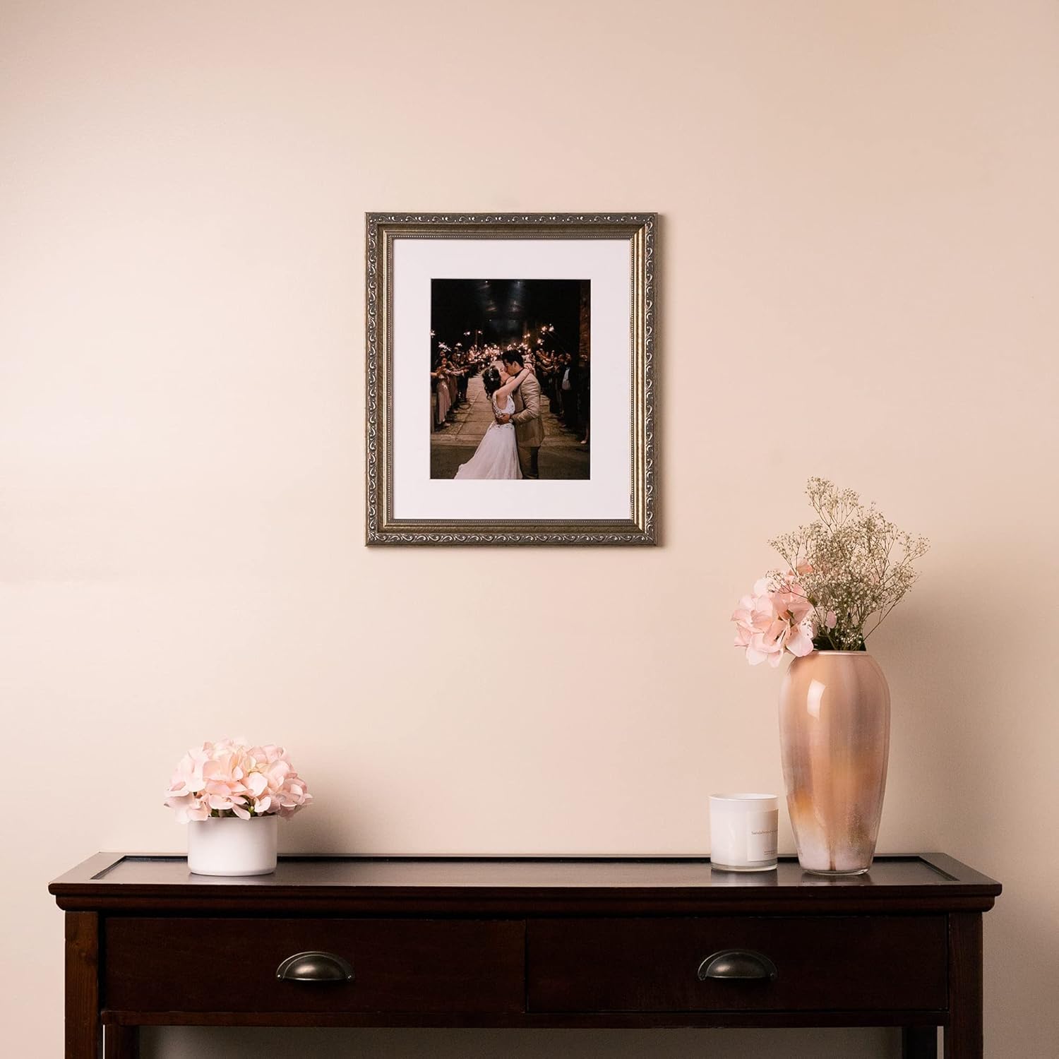 ArtToFrames 4x5 Inch Silver Picture Frame, This 1.30 Inch Custom Wood Poster Frame is Antique Silver - Comes with Foam Backing 3/16 inch and Regular Glass (FBPLD6661-4x5)