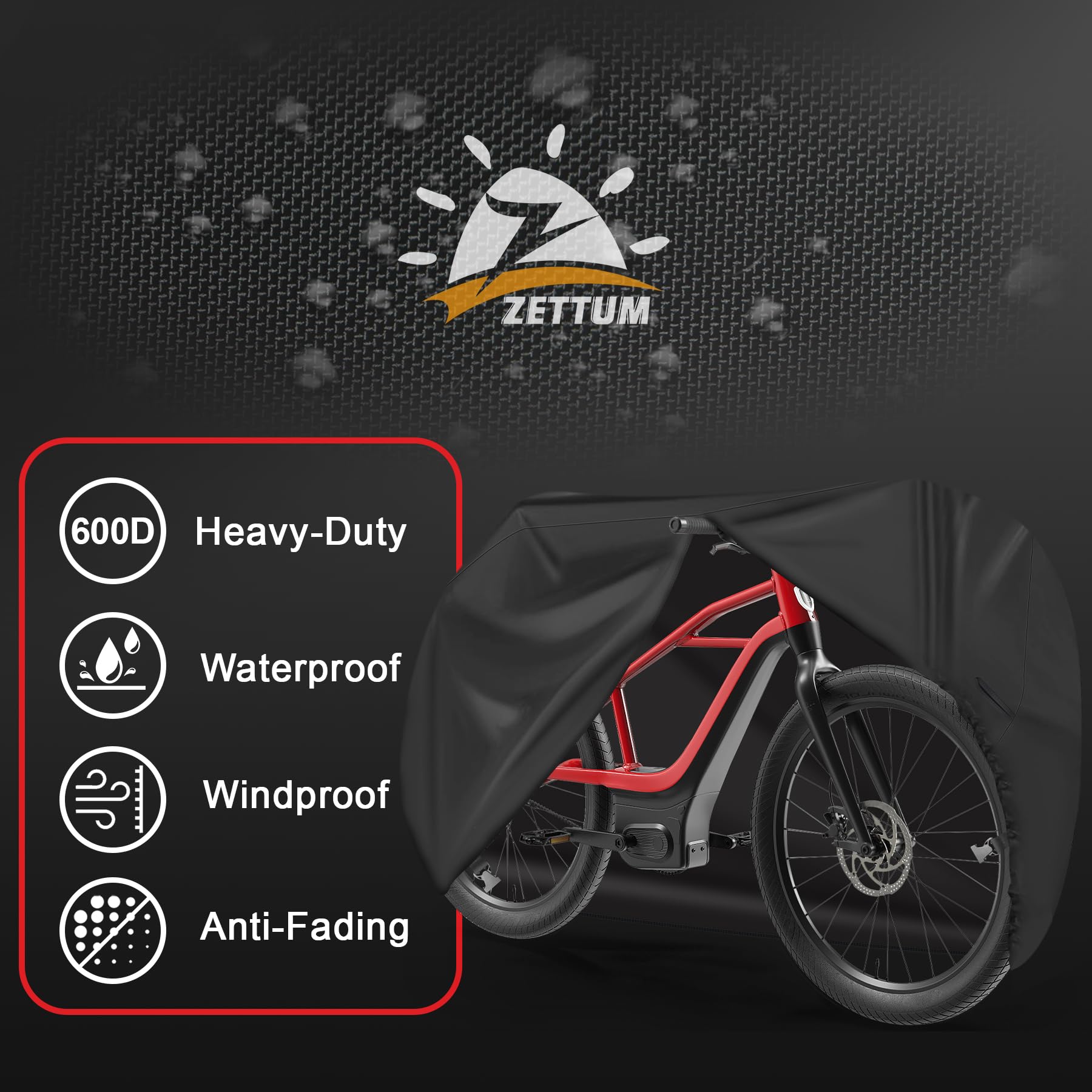 Zettum Bike Cover for 1 Bike - 600D Bike Covers Outdoor Storage Waterproof & Heavy Duty, Bicycle Cover for Single eBike, Mountain Bike, Road Bike, Hybrid Bike, Beach Cruiser Bike, Scooter and More 1