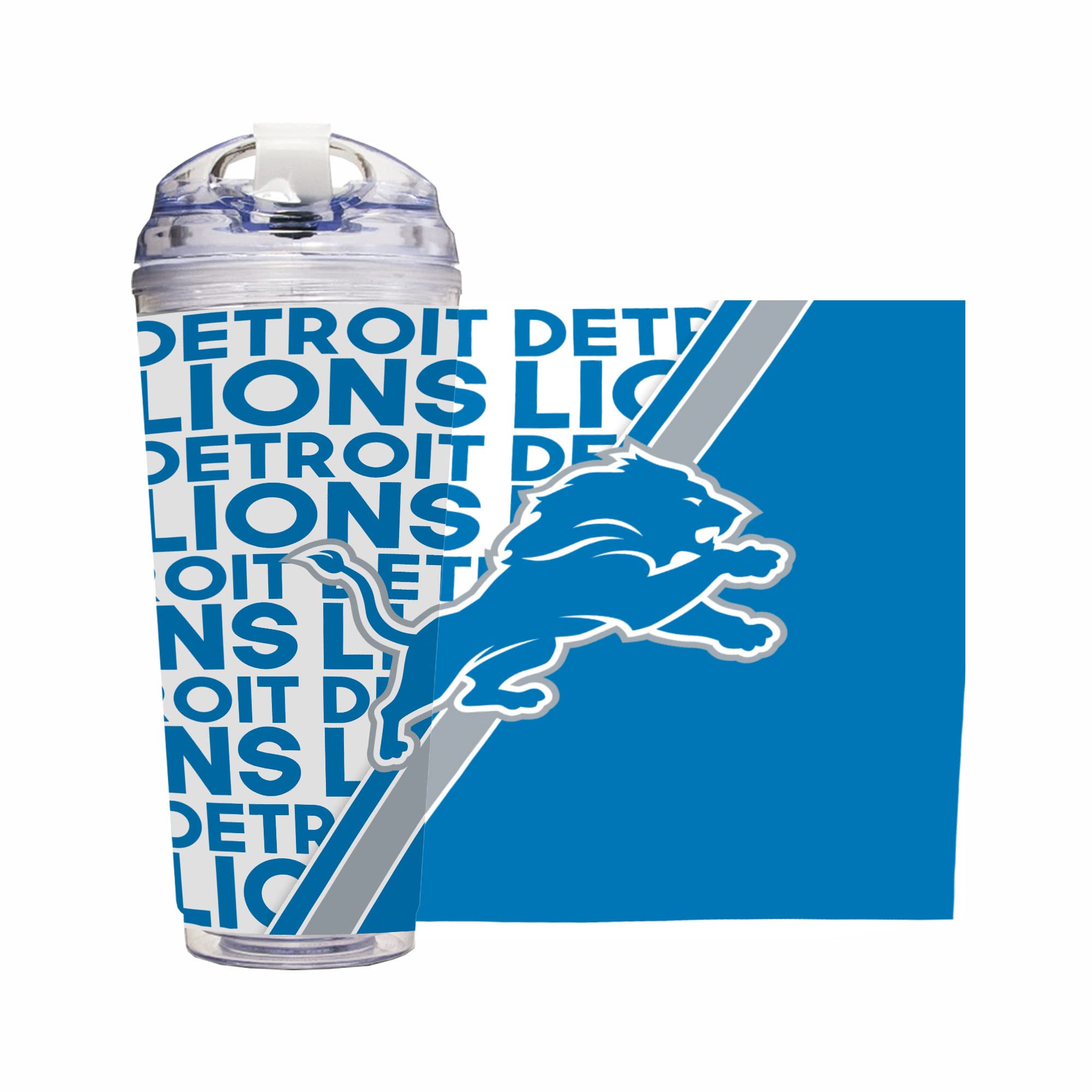 Rico Industries NFL Football 24oz Acrylic Tumbler with Hinged Lid, Officially Licensed Double Wall Tumbler for NFL Fans