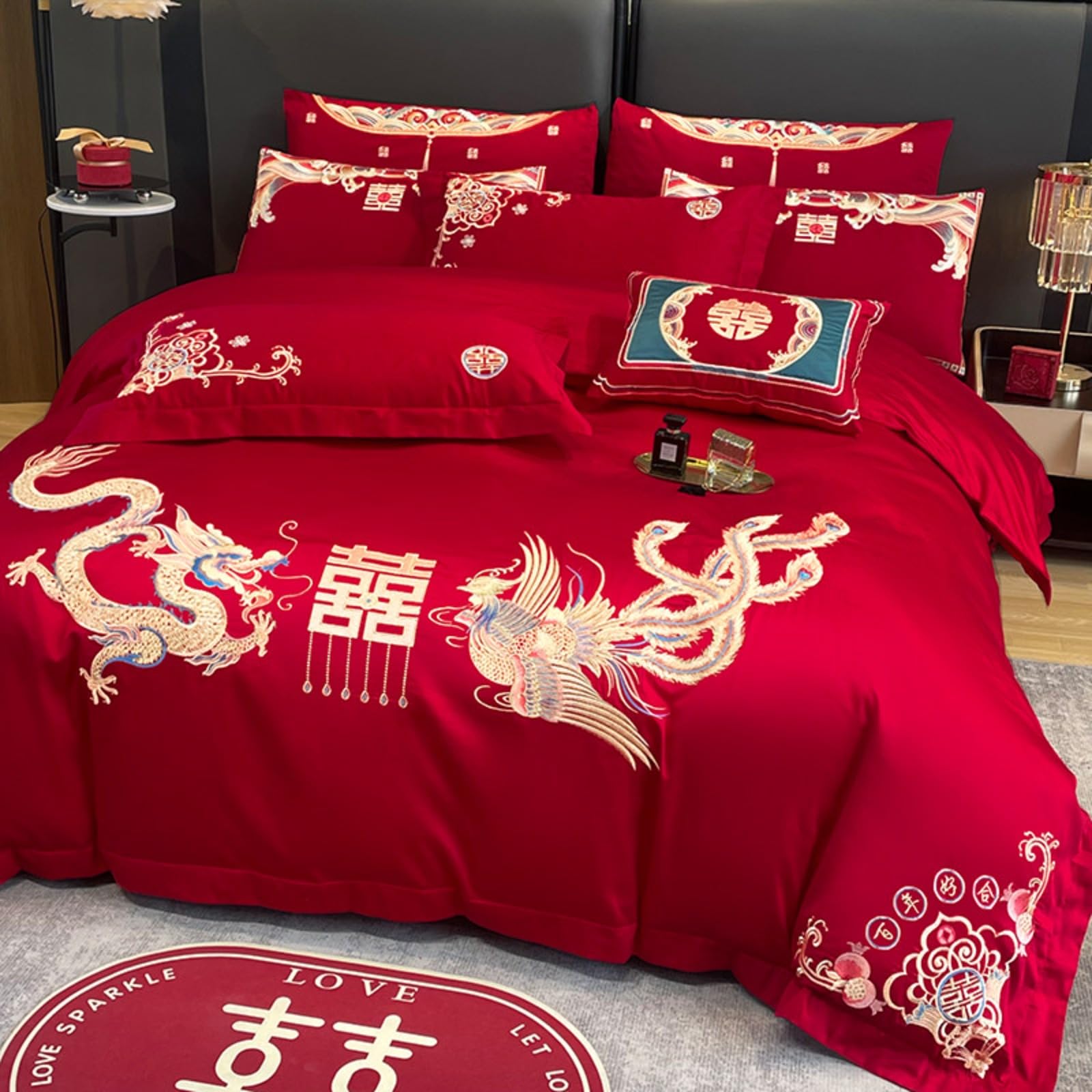 Housse de couette chinoise KIRYU brodée 6 pièces pour sublimer une literie terne