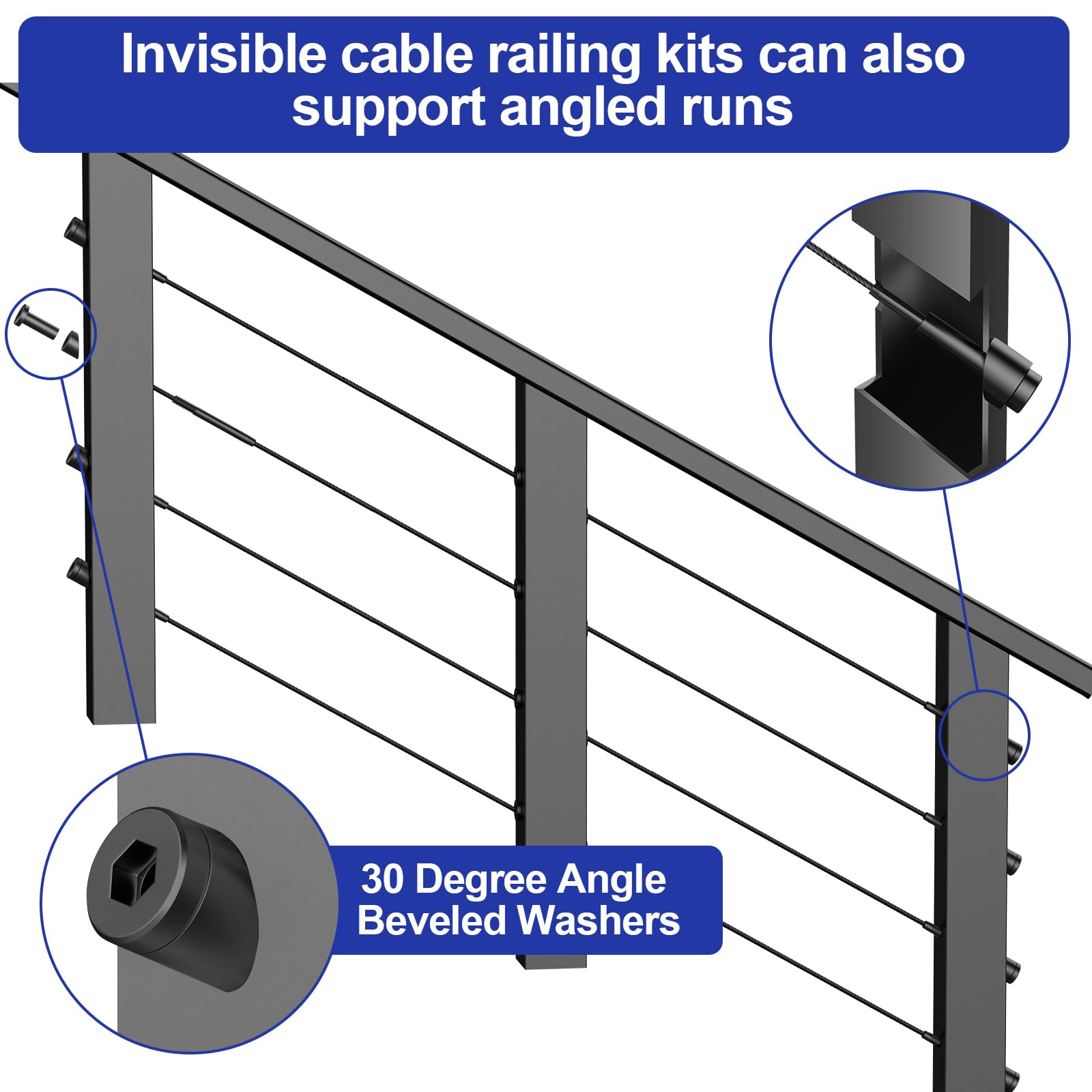 Cable Railing Angle Washers 20-Pack Stainless Steel Angle Washers - 30 ...