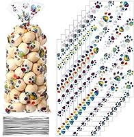 Vista 21 de Blulu 100 Bolsas de Golosinas para Perros, Recuerdos de Fiesta para Cachorros, Bolsas de Celofán con Cono de Pata de Mascota, Dulces Termosellables