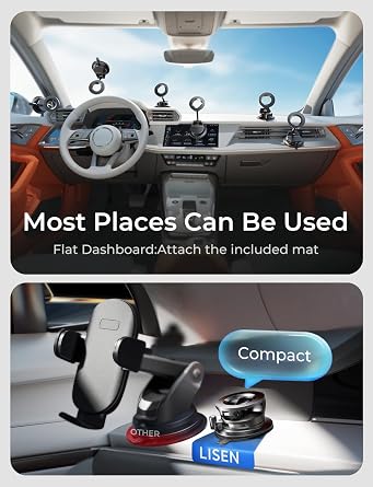 LISEN for Magsafe Car Mount, Magnetic Phone Holder for Car, Strong Suction | Car Accessories for Women Men Jeep BMW, Vacuum Suction Phone Holder Gifts Kits, for iPhone 17 Pro Max 16 15 14 13 12