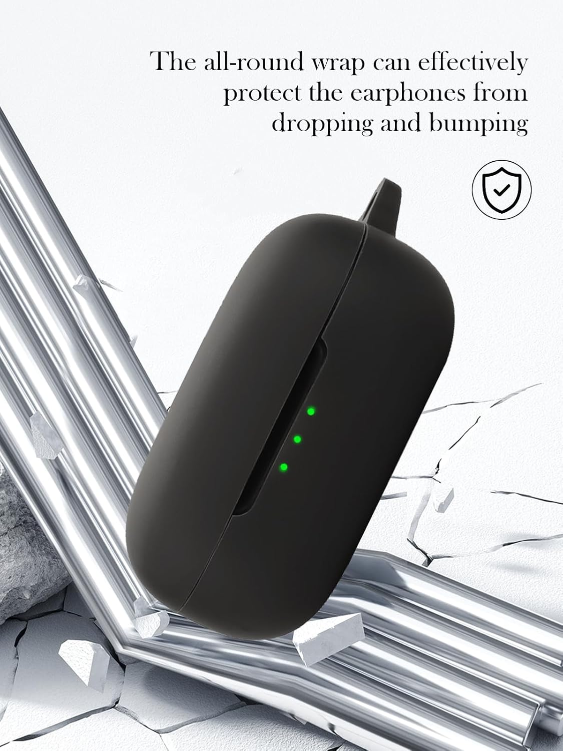 Silicone Case Compatible with EarFun Air Pro 4 with Keychain,Cleaning Kit and Lanyard, Soft Protective Shockproof Cover for EarFun Air Pro 4（2024）-Black - Image 2