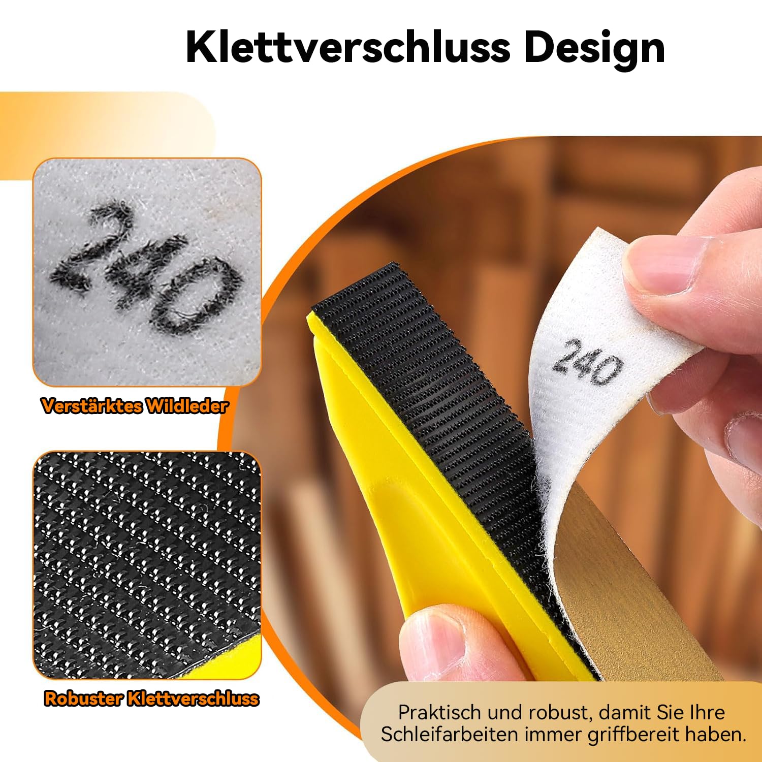 MANICAF 50 Stück Schleifpapier mit HandSchleifklotz Schleifblätter Körnung 80/120/180/240/400 Schleifpapier Set, Detailschleifset, Nassschleifpapier Set für Schleifen und Polieren