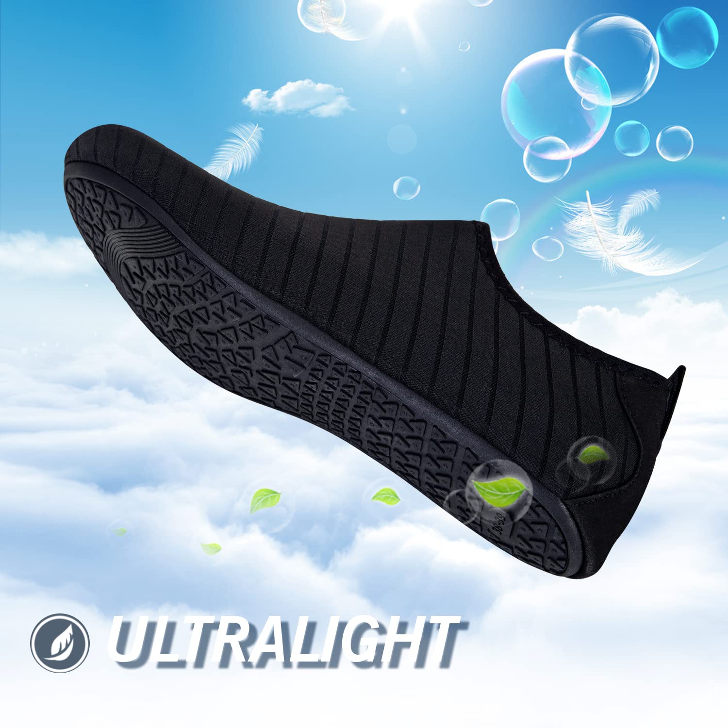 IceUnicorn Water Shoes Men Women Beach Swim Aqua Barefoot Socks Pool Quick Dry Yoga(8019 Black 34/35)