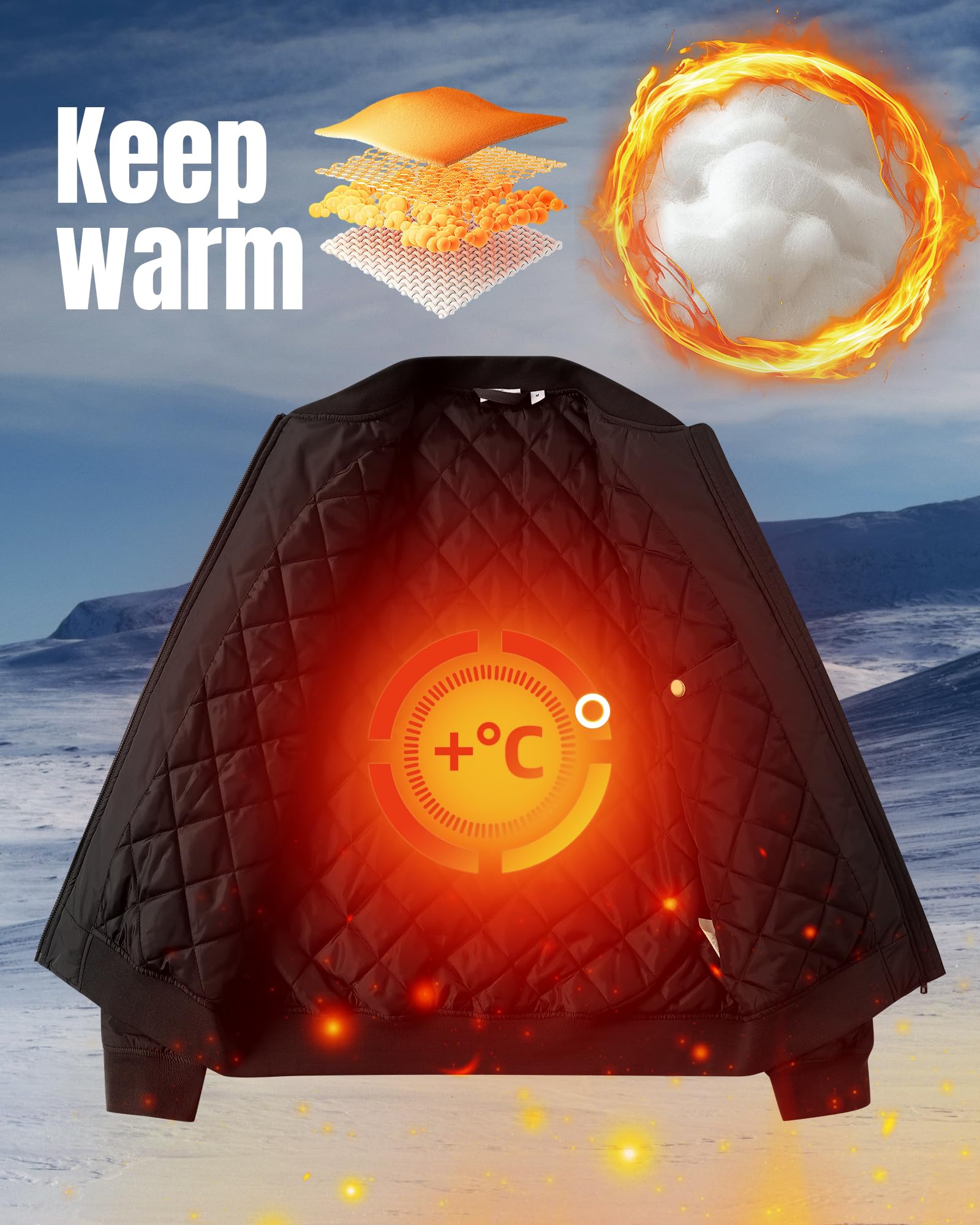 33,000ft Bomberjacke Herren Wasserdichte Winddichte Übergangsjacke Leichte Blousonjacke Fliegerjacke Herbst Winter Jacke mit 4 Taschen