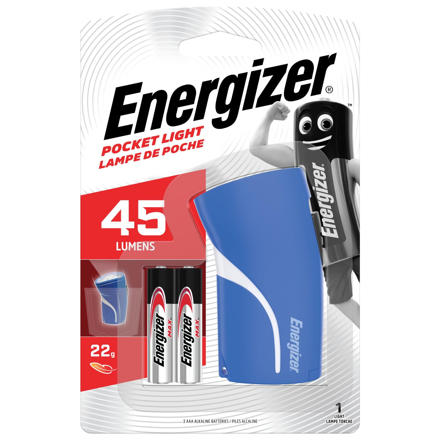 EnergizerPocket Light, Pocket Torch, for Camping, Hiking and Emergencies, Batteries Included