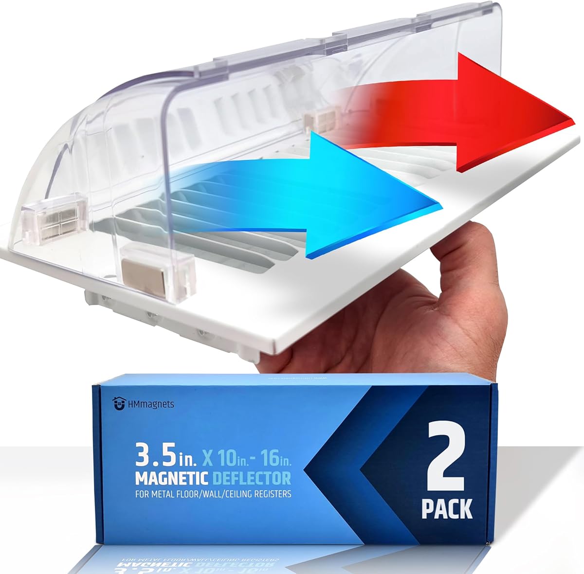 Powerful Magnetic Vent Air & Heat Deflector (2 Pack - New Version) for Ceiling, Floor and Wall - Will Never Fall Off - Adjustable from 9.2” to 16” - Super Strong Neodymium Magnets Upgraded Design