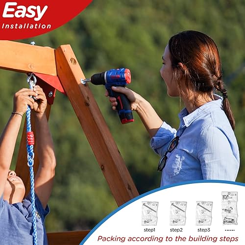 Miniatura 6 de Conjuntos de columpios de madera Dolphin Playground para el patio trasero con tobogán de 6 pies, juego de exterior para niños con fosa de arena,