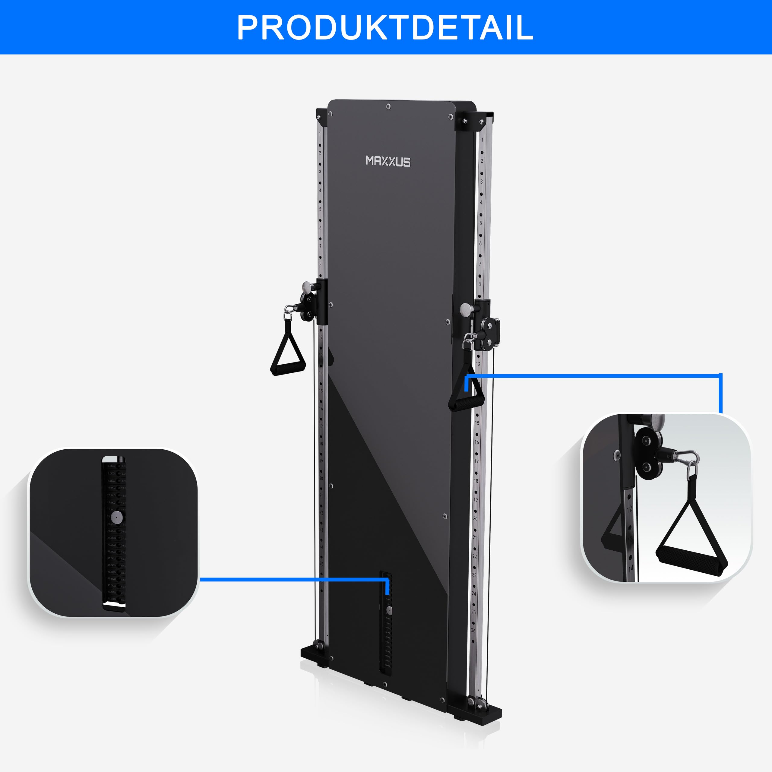 MAXXUS SmartGym H1 / H8 - Stazione Multifunzione Palestra, 2 Maniglie Trazioni, Altissima Qualità - Home Gym, Lat Machine, Multipower, Ercolina Palestra, Attrezzi, Fitness, Cavi, Tricipiti, Bicipiti